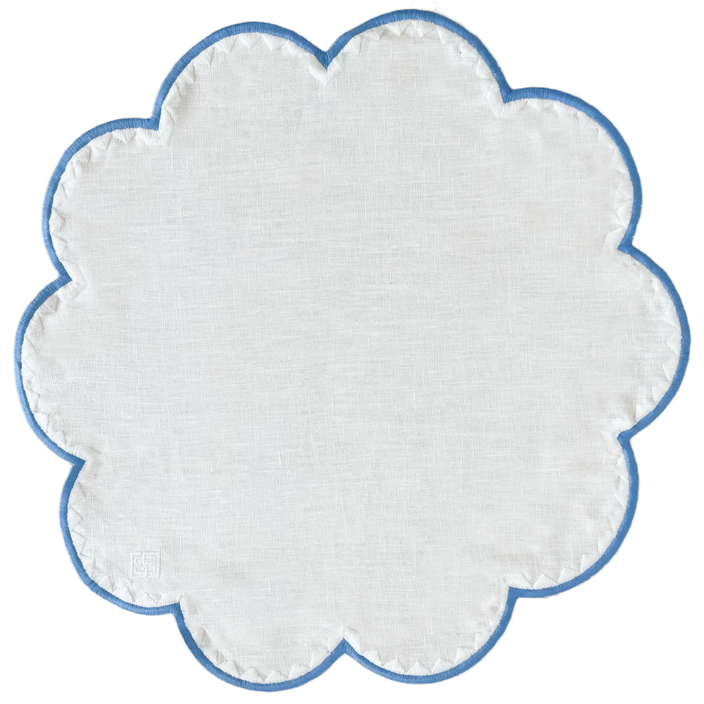 Jogo americano redondo de linho puro branco 43cm - Lolahome