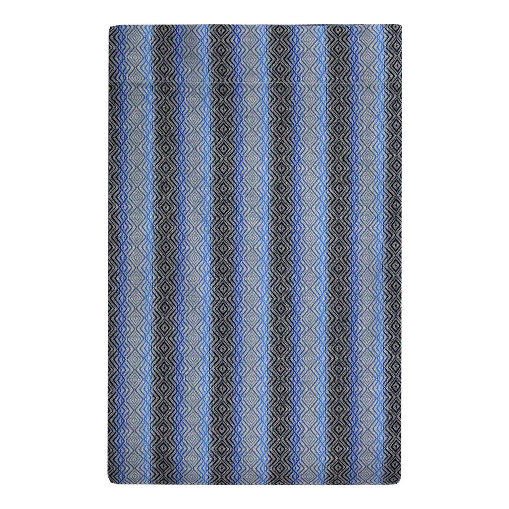 SUPER CAMINHO DE MESA ALGODÃO ETNIA ZIGZAG AZUL 4 LUGARES