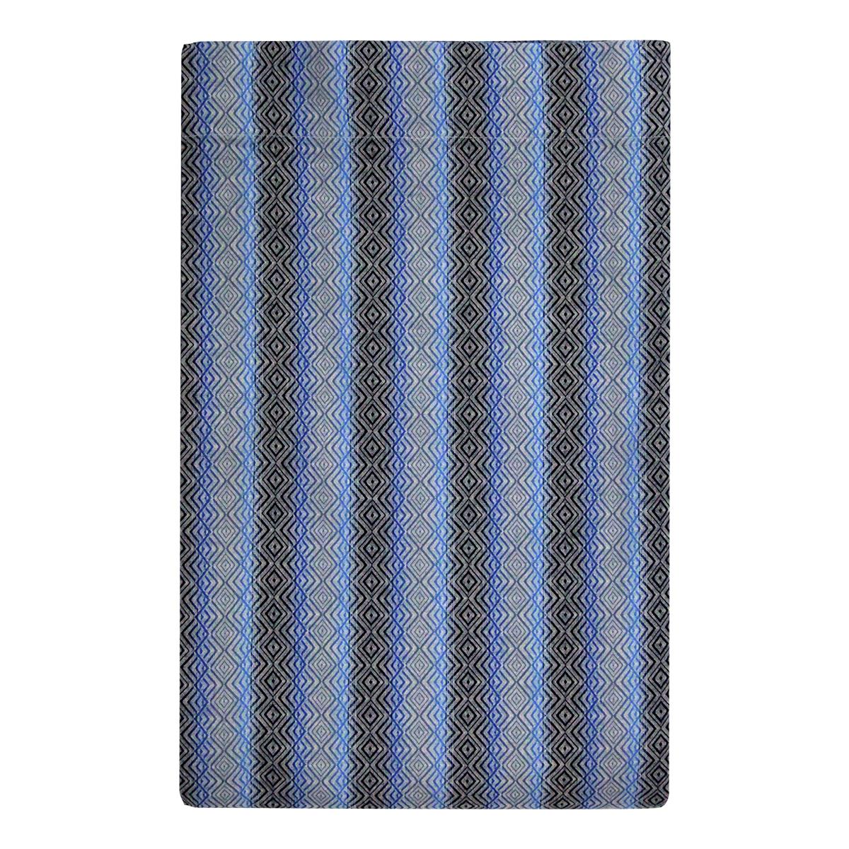 SUPER CAMINHO DE MESA ALGODÃO ETNIA ZIGZAG AZUL 4 LUGARES