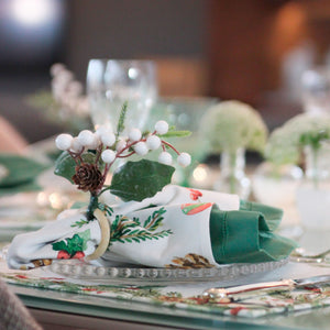 PORTA GUARDANAPO DE NATAL AZEVINHO BRANCO