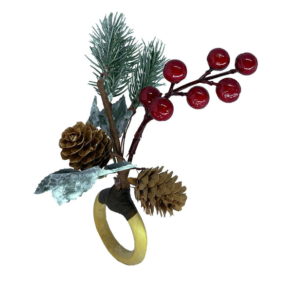 PORTA GUARDANAPO DE NATAL PINHAS E AZEVINHOS