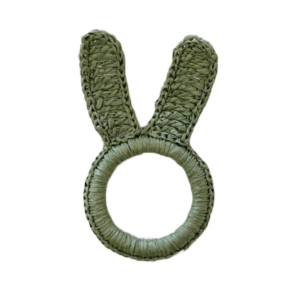 Porta guardanapo coelho tramado verde em fibras naturais - Lolahome
