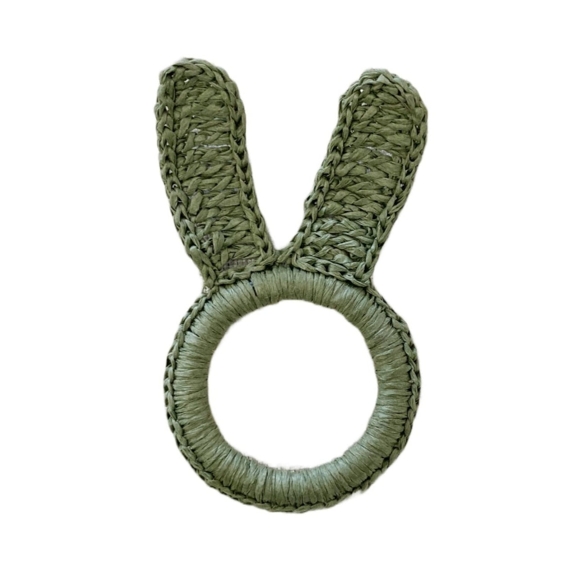Porta guardanapo coelho tramado verde em fibras naturais - Lolahome