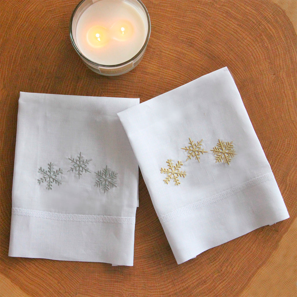 TOALHA DE LAVABO DE LINHO NATAL BRANCO