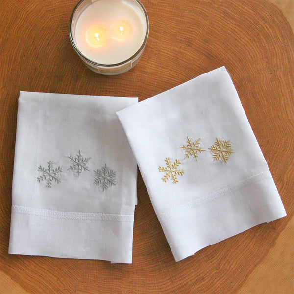 TOALHA DE LAVABO DE LINHO NATAL BRANCO