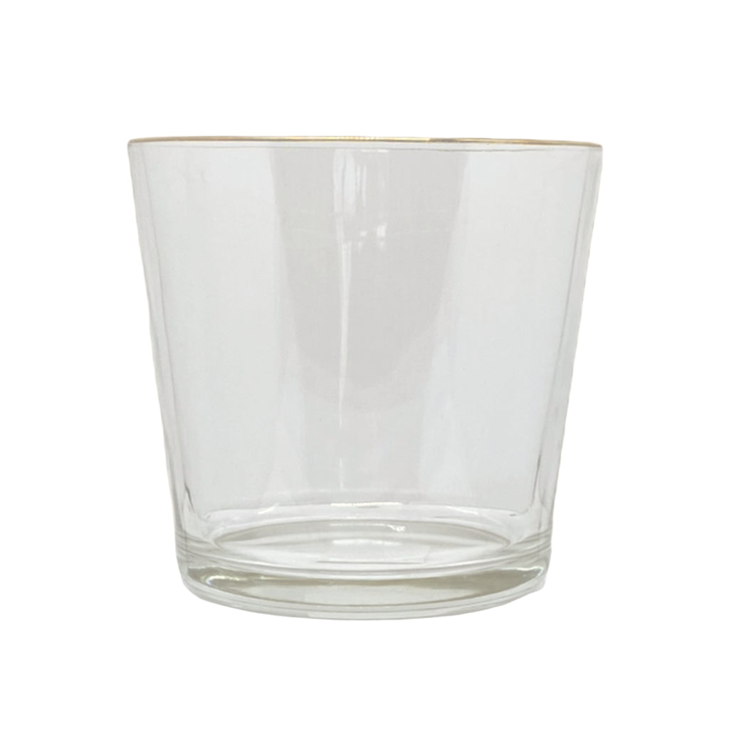VASO DE VIDRO LIZ MÉDIO COM FRISO DOURADO 12CM