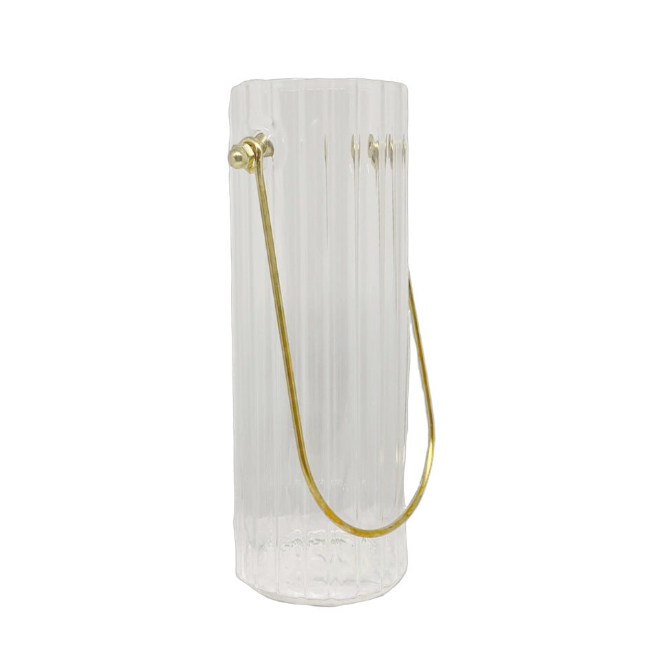 VASO DE VIDRO LIZ CANELADO COM ALÇA 6.5CM X 18CM
