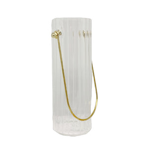 VASO DE VIDRO LIZ CANELADO COM ALÇA 6.5CM X 18CM