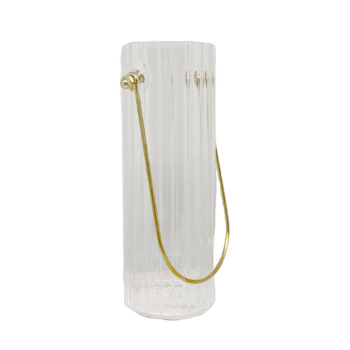 VASO DE VIDRO LIZ CANELADO COM ALÇA 6.5CM X 18CM