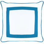 CAPA DE ALMOFADA LINHO LINO MARFIM E AZUL 55X55 CM