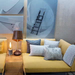 CAPA DE ALMOFADA TRICOT PLUS BLOCOS CINZA CHUMBO 50X50 CM