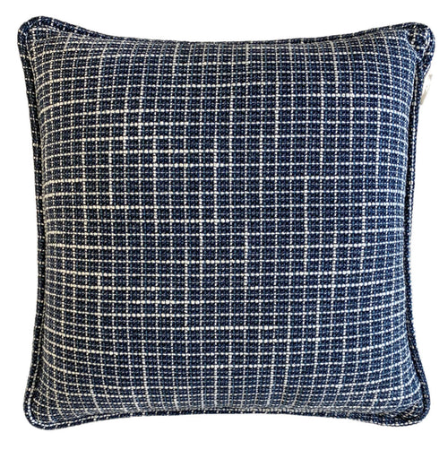 CAPA DE ALMOFADA TWEED PRETA E AZUL 50X50