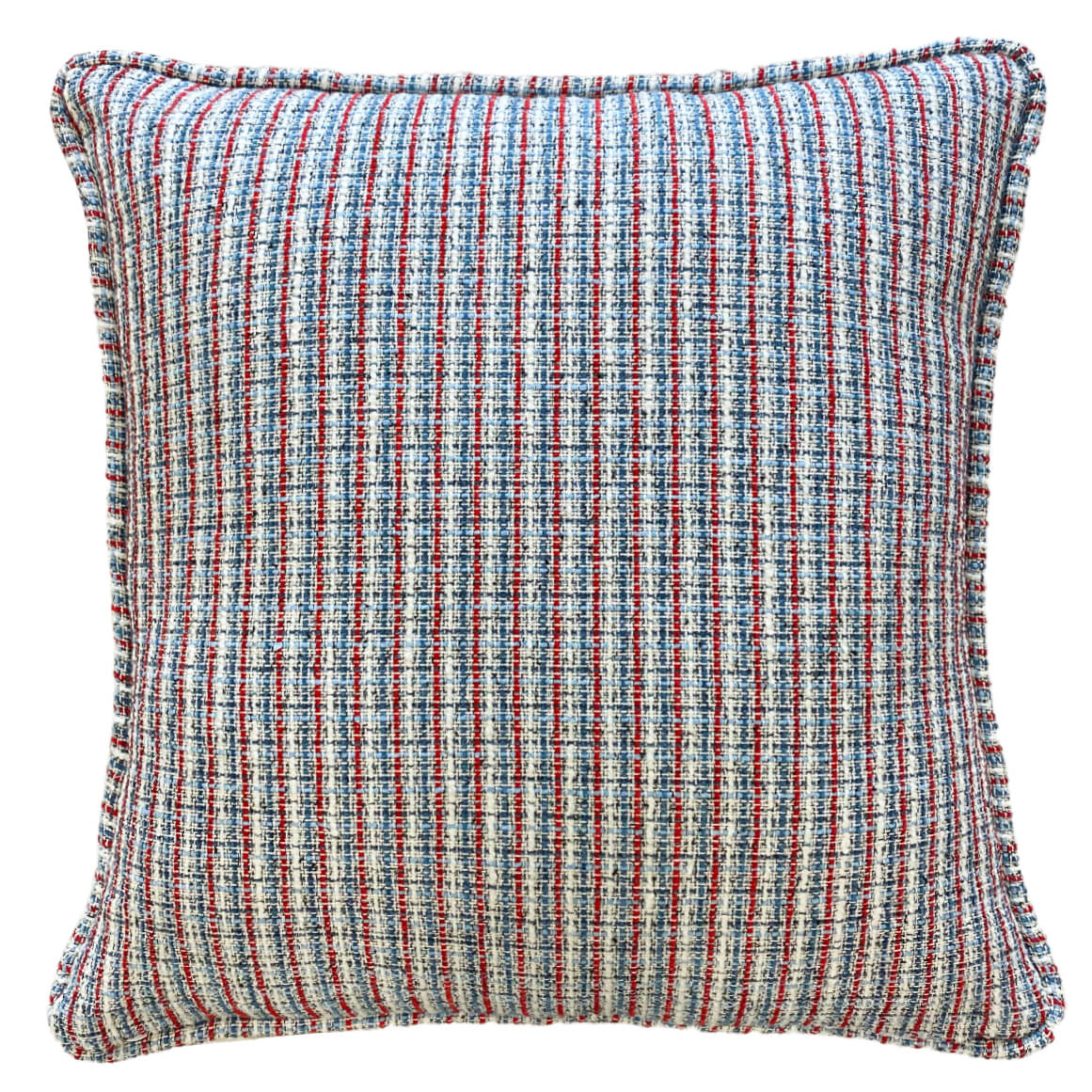 CAPA DE ALMOFADA DE TWEED VERMELHA E AZUL 50X50 CM