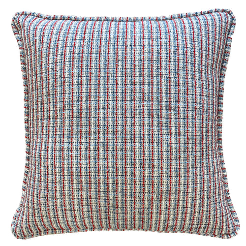 CAPA DE ALMOFADA DE TWEED VERMELHA E AZUL 50X50 CM