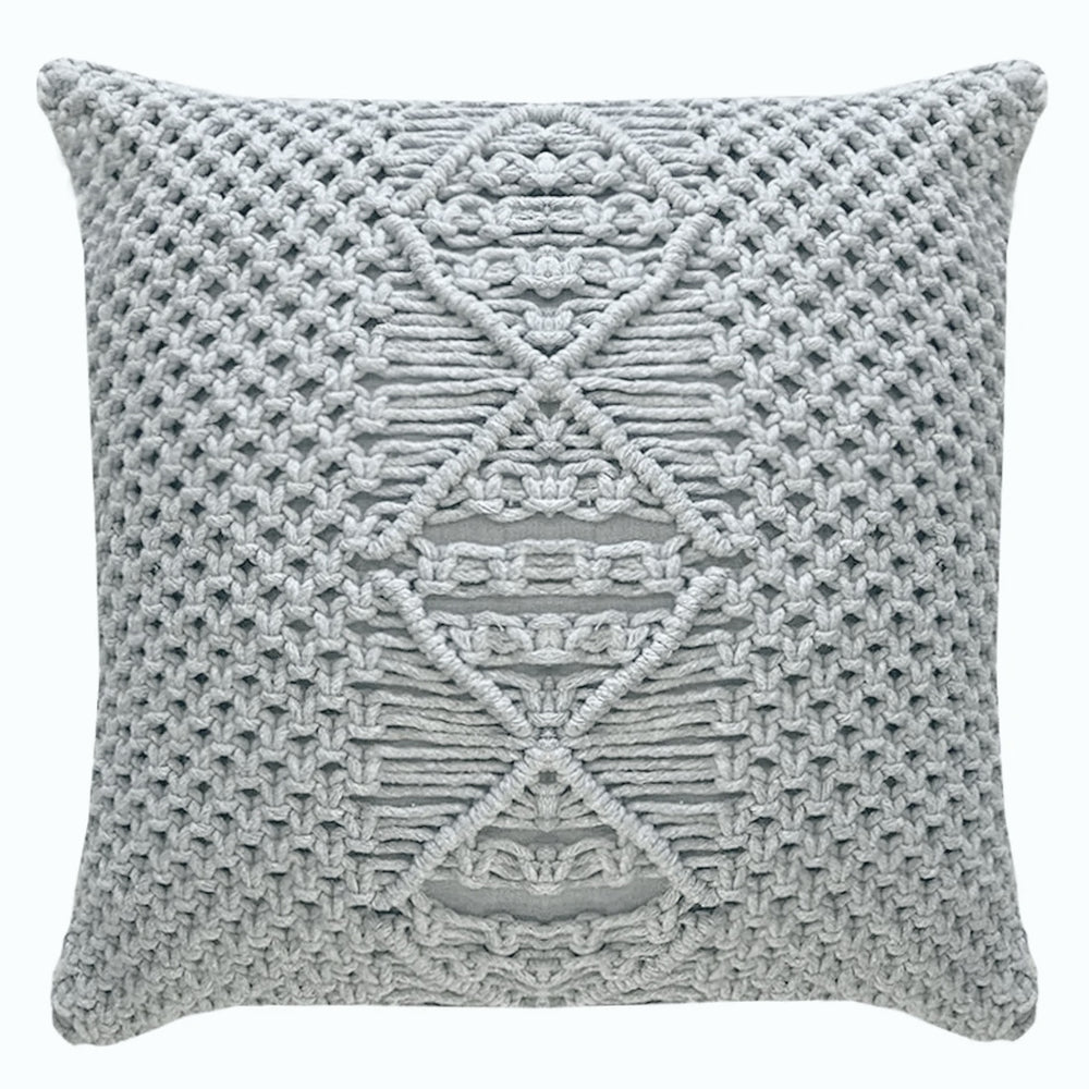 CAPA DE ALMOFADA DE MACRAMÊ CINZA 50X50CM