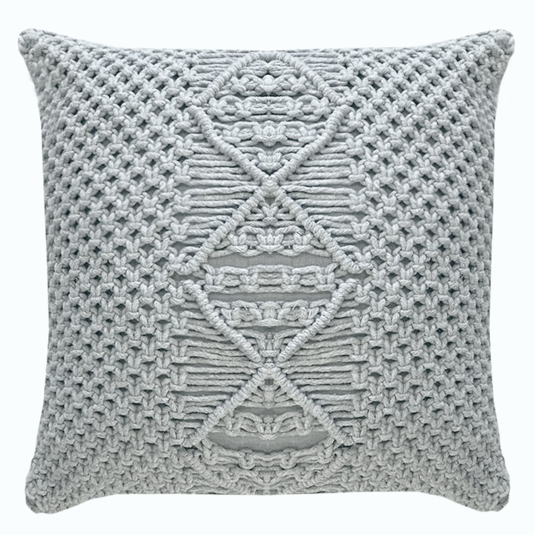 CAPA DE ALMOFADA DE MACRAMÊ CINZA 50X50CM