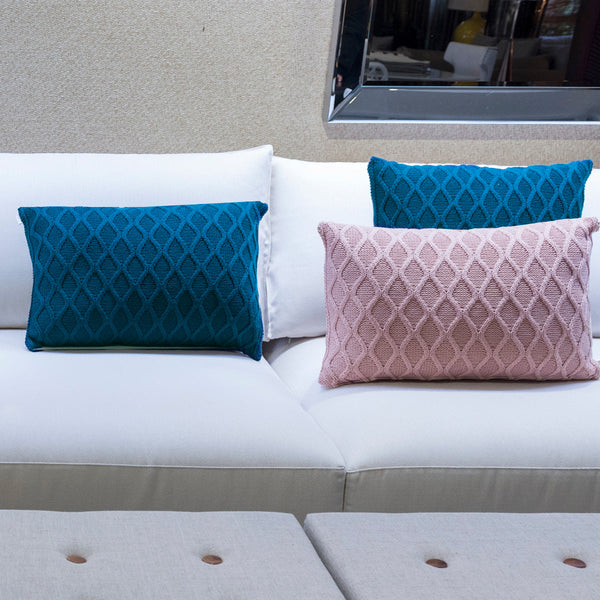 CAPA DE ALMOFADA TRICOT PLUS GOTAS AZUL 50 X 50 CM