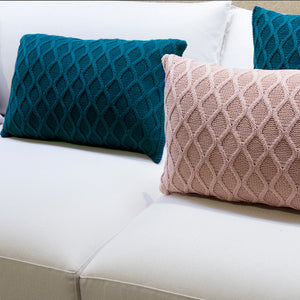 CAPA DE ALMOFADA TRICOT PLUS GOTAS RETANGULAR AZUL 60X40 CM