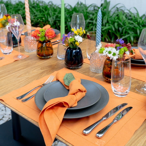 GUARDANAPO LINHO VISCO BARRA LARGA PREMIUM LARANJA 55X55  CM