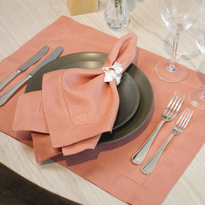 guardanapo de linho puro rosa