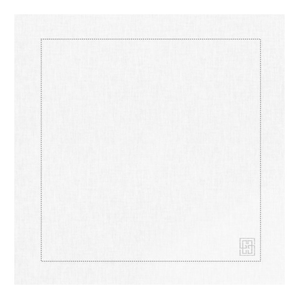 GUARDANAPO DE LINHO VISCO BARRA LARGA PREMIUM BRANCO 55X55CM