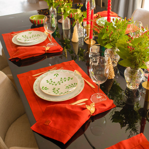 JOGO AMERICANO LINHO VISCO BARRA LARGA PREMIUM VERMELHO 50X39  CM