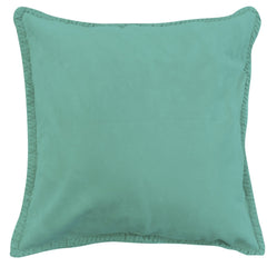 CAPA DE ALMOFADA CAMURÇA NATURAL TRANÇAS VERDE ÁGUA 50X50 CM