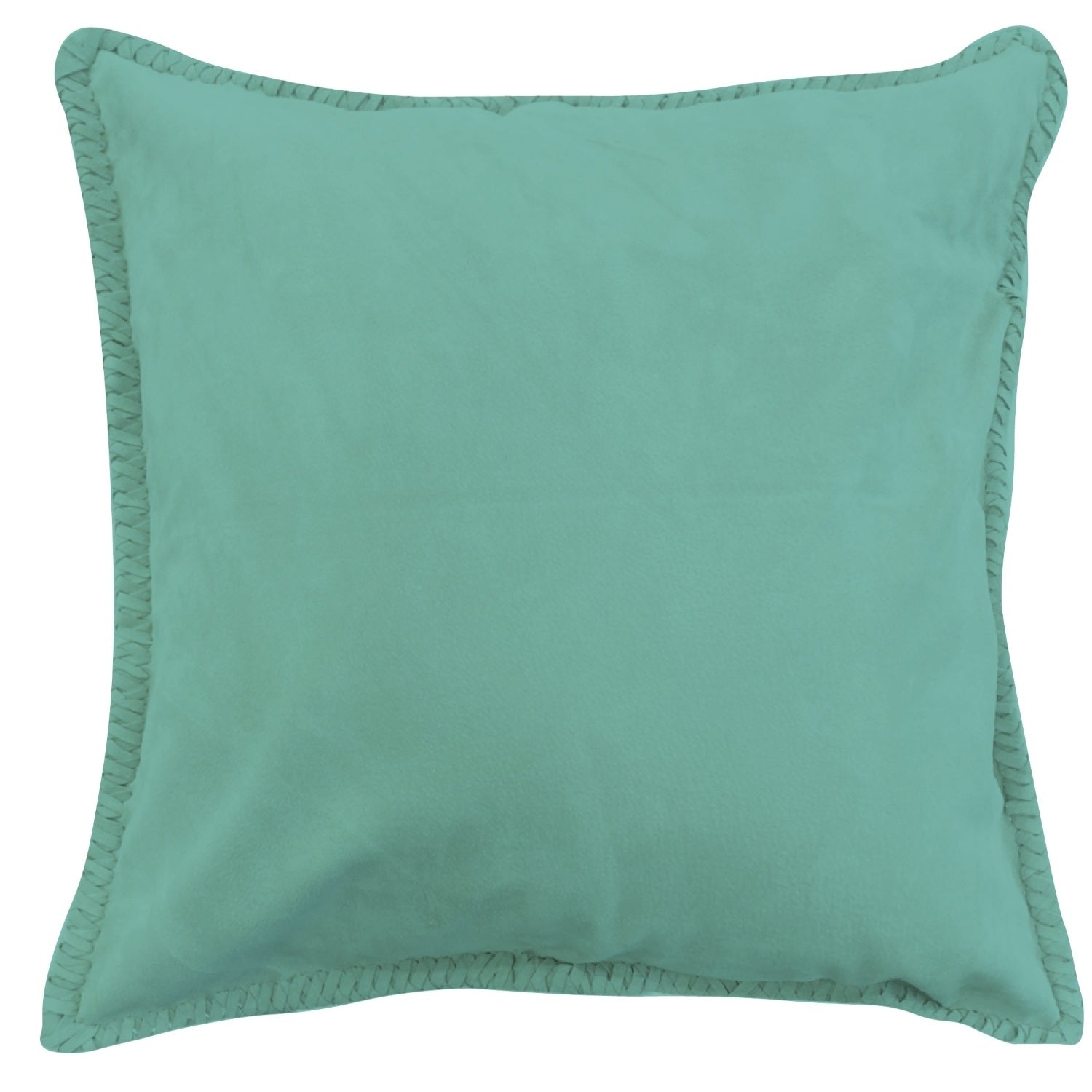 CAPA DE ALMOFADA CAMURÇA NATURAL TRANÇAS VERDE ÁGUA 50X50 CM