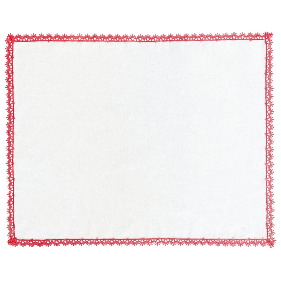 JOGO AMERICANO  DE LINHO COM GUIPIR NINA VERMELHO 46X37CM