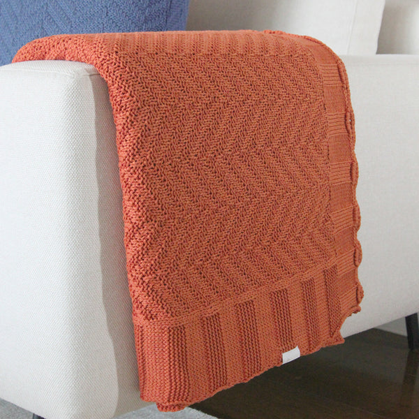 MANTA TRICOT PLUS ZIGZAG LARANJA 130X180 CM