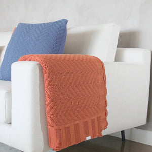 MANTA TRICOT PLUS ZIGZAG LARANJA 130X180 CM