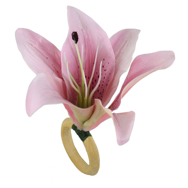 PORTA GUARDANAPO FLOR ARTIFICIAL LIRIO ROSA