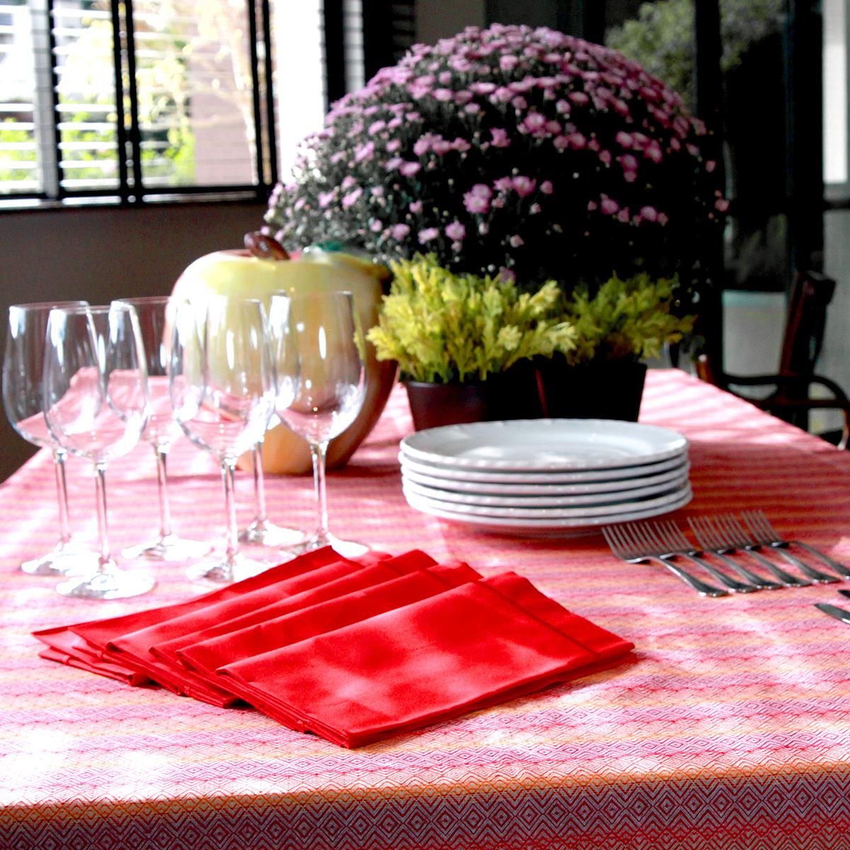 SUPER CAMINHO DE MESA ALGODÃO ETNIA ZIGZAG VERMELHO