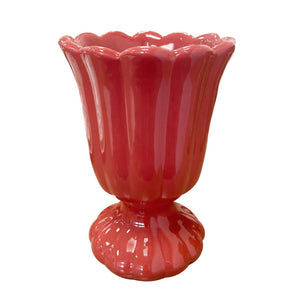 VASO DE CERÂMICA FEITO A MÃO TULIPA VERMELHO