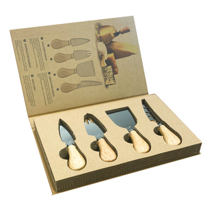 SET DE TALHERES PARA QUEIJOS COM CAIXA 4 PEÇAS 26 X 17 X 3 (h) CM