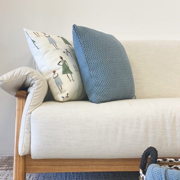 CAPA DE ALMOFADA TRICOT PLUS ARROZ AZUL CLARO 50 X 50 CM