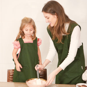 avental adulto verde para mãe e filho