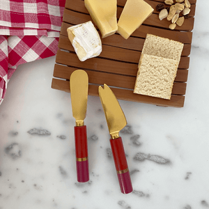 SET FACAS PARA QUEIJOS COLORS DOURADA 3 PEÇAS