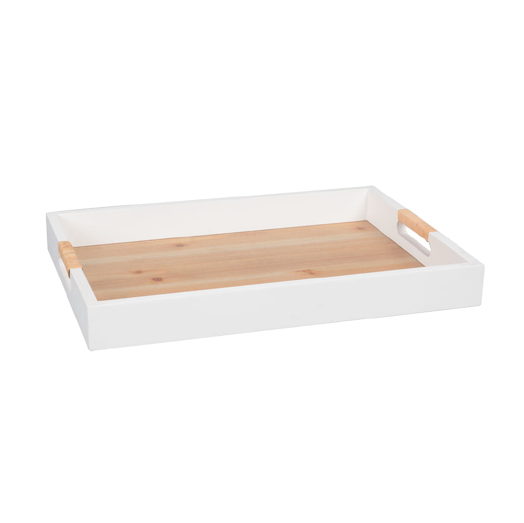 BANDEJA DE MADEIRA COM RATTAN G 45X32CM