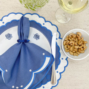 guardanapo de linho azul e marfim