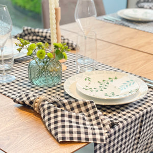 GUARDANAPO VICHY DE ALGODÃO PRETO 50X50CM