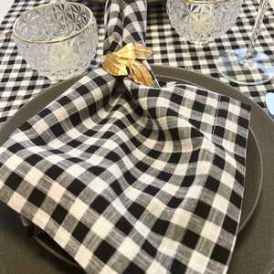 GUARDANAPO VICHY DE ALGODÃO PRETO 50X50CM