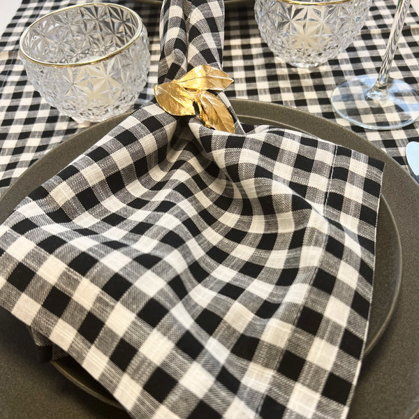 GUARDANAPO VICHY DE ALGODÃO PRETO 50X50CM