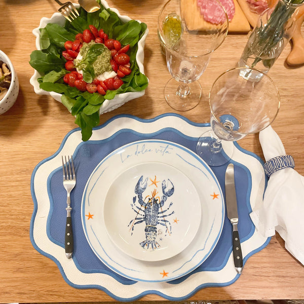 JOGO AMERICANO IMPERMEÁVEL DUO AZUL E BRANCO  46X37 CM