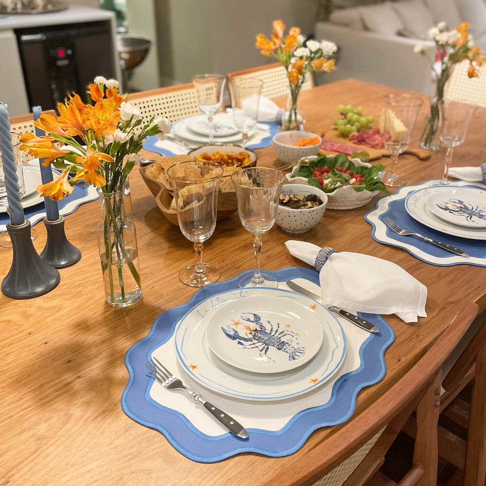 JOGO AMERICANO IMPERMEÁVEL DUO BRANCO E AZUL  46X37 CM