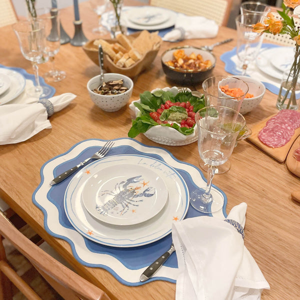 JOGO AMERICANO IMPERMEÁVEL DUO AZUL E BRANCO  46X37 CM