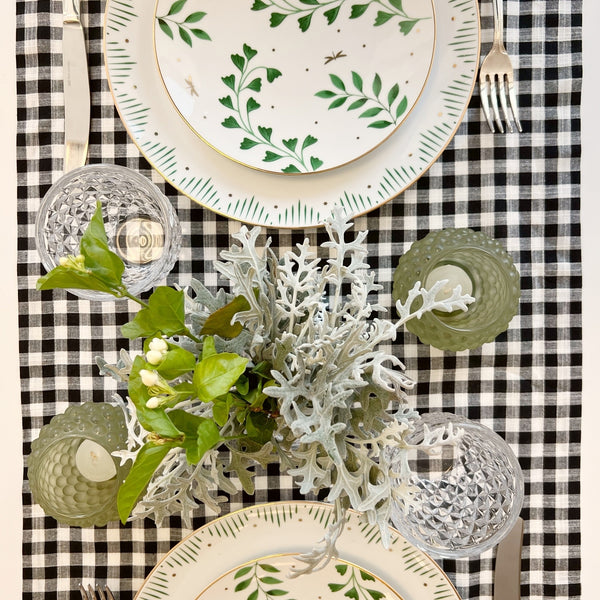 CAMINHO DE MESA VICHY DE ALGODÃO PRETO 160X45CM