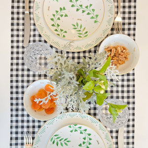 CAMINHO DE MESA VICHY DE ALGODÃO PRETO 160X45CM