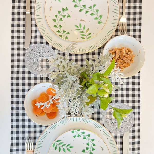 CAMINHO DE MESA VICHY DE ALGODÃO PRETO 160X45CM