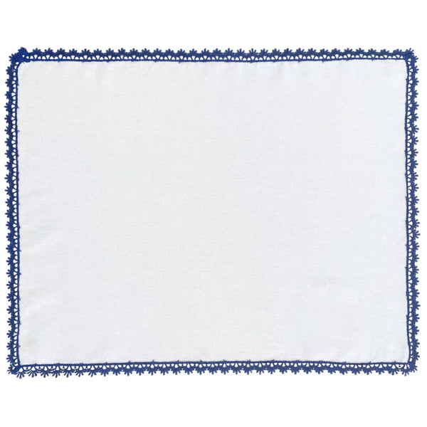 JOGO AMERICANO  DE LINHO COM GUIPIR NINA AZUL 46X37 CM